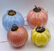 A selection of four antique Christmas glass baubles