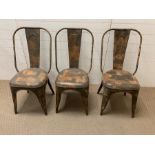 Three steel frame Mid Century chairs in the style of Jean Pauchard