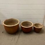 Three garden pots various sizes