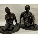 Two bronze style nudes signed AL 88