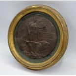 A World War I Death plaque or penny awarded to Henry John Good in frame with letter from