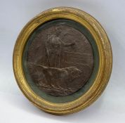 A World War I Death plaque or penny awarded to Henry John Good in frame with letter from