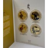 Limited edition 0370/2021 Elizabeth II 25 Glorious Years 24 carat gold plated photo medallions by