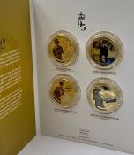 Limited edition 0370/2021 Elizabeth II 25 Glorious Years 24 carat gold plated photo medallions by