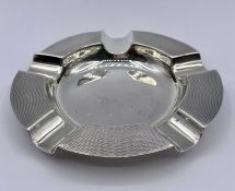 A Hallmarked silver Mappin & Webb machine tooled ashtray (Sheffield 1924)(Total Weight 72g)