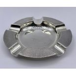 A Hallmarked silver Mappin & Webb machine tooled ashtray (Sheffield 1924)(Total Weight 72g)