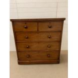 A mahogany two over three chest of drawers (H120cm W120cm D50cm)