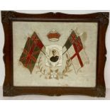 WWI Period embroidered flags and crown with picture of Admiral Sir John Jellicoe