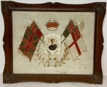 WWI Period embroidered flags and crown with picture of Admiral Sir John Jellicoe