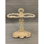 A wrought iron painted stick stand (H55cm W47cm)