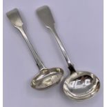 Two silver sauce ladles one by Adey Bellamy Savory dated 1831 and the other by William Davidson &