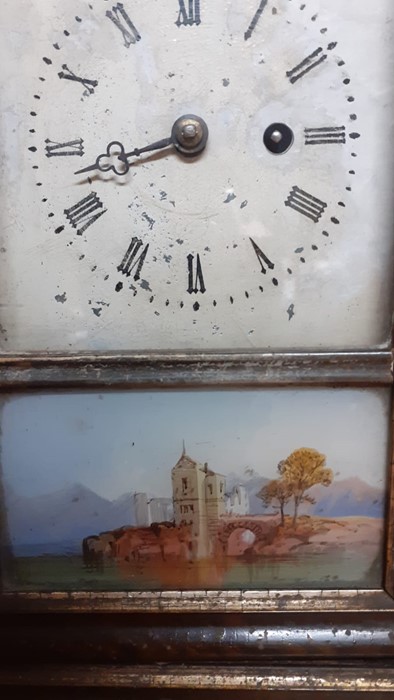 A 19th century desk clock on wood and glass painting, (24.5x15x9.5 cm). - Image 3 of 3