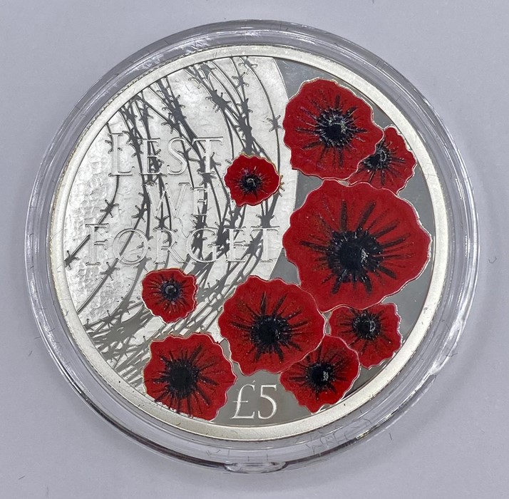 The 2019 Remembrance Day Solid Silver Proof Coin Collection, denomination £1, £2 & £5 weights 10g, - Image 2 of 4