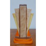 A Myott Son & Co Art Deco Pyramid Vase, hand painted, (22 cm hight).
