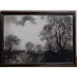 In the manner of Aert van der Neer, "Moonlight Landscape", signed: 'WJ Stubbs RA' and illegibly