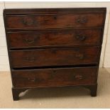 A chest of drawers on bracket feet with four long drawers (H81cm W76cm D42cm)