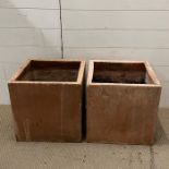 Two plaster square garden planters (H40cm Sq40cm)