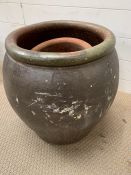 Two garden urn flower pots (Largest H46cm)