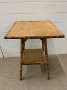 Bamboo and wicker top square side table (H66cm Sq46cm)
