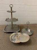 A selection of white metal cake stands (one AF)