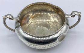 A two handles silver, hallmarked, two handled bowl. Sheffield 1934, by Cooper Brothers & Sons Ltd (