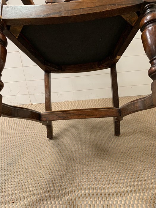 An oak open armchair with oxblood seat cushion - Image 4 of 4