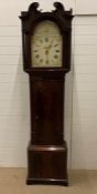 A mahogany longcase clock, the case with scrolled pediment and bracket feet