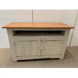 A pine painted sideboard with cupboard under (H79cm W127cm D56cm)