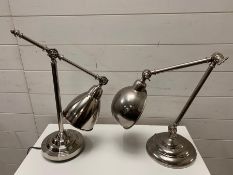 Two brush silver style table lamps (one has no wire)