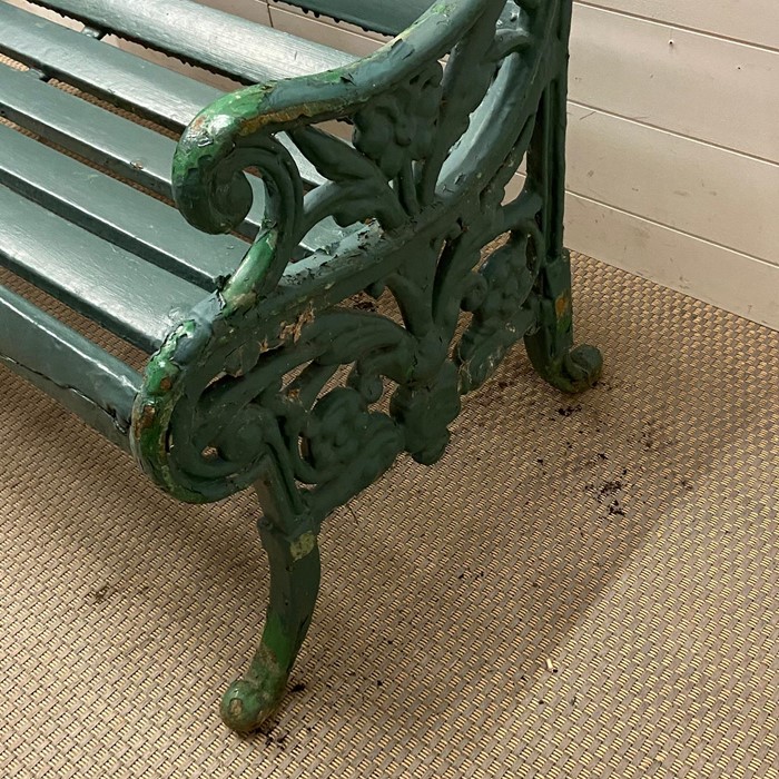 An architectural cast iron garden seat/bench, unknown if signed as bench has been painted. Local - Image 3 of 3