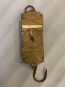 A brass Salter's spring balance scales