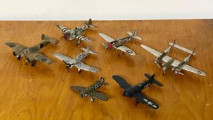 A selection of seven aircraft models to include, Gloucester (experimental) fighter, Corsair Good