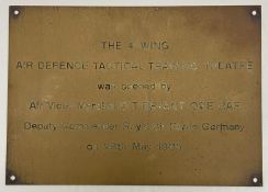 A 1985 Brass plaque for the opening of Air Defence Tactical Training Theatre.