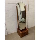 A free standing 1940's mirror and drawer to base (H140cm W46cm D40cm)