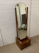 A free standing 1940's mirror and drawer to base (H140cm W46cm D40cm)