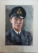 A pastel depicting Lieutenant W.R.Williams DSC RK from H.M.S. "Black Swan", illegibly signed,