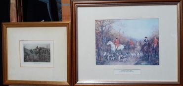 A pair of prints, "A good lead" and "Through the copse", framed and glazed (16x22 cm largest). (2)
