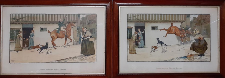 A pair of prints after Cecil Aldin (1870-1935), "Good Morning Mrs Flanagan" and "Good Morning Squire