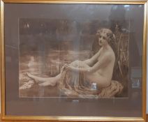 A print after Mary F. Raphael (1889-1917) British, 'Water Nymph', framed and glazed, (35x49.5 cm).