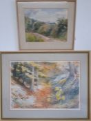 Joy Brand (XX) English, 'Landscape', signed, watercolour, (24x32 cm), together with a coloured