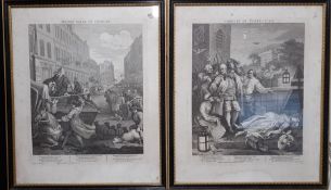 A pair of engravings after William Hogarth FRSA, "Cruelty in perfection" and "Second stage of
