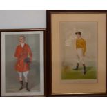 A pair of original Vanity Fair chromolithographies of a fox hunter and a jockey caricatures by "