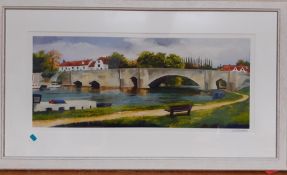 A print by Tim Richardson, signed, framed and glazed (24x54 cm).