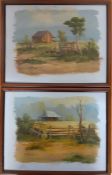 A pair of landscapes signed: 'T.Mckee', oil on canvas, framed and glazed, (26.5x34 cm). (2)