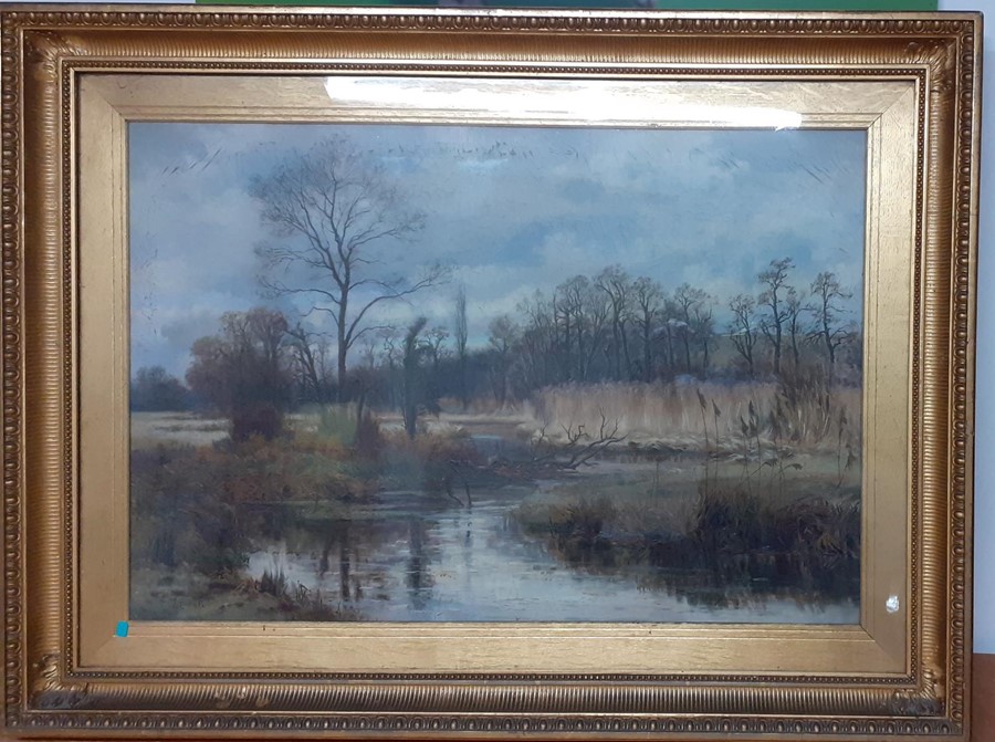 Leonard Marlborough Powell (XIX-XX) British, "The river Mimram-Winter", signed and dated 1884