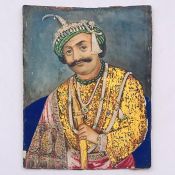 A Indian 19th century water colour ivory panel of Maharaja (12cm x 9cm)