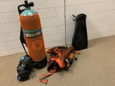 Vintage scuba diving equipment and other items