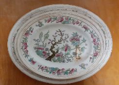 A group of three trays from Staffordshire with the Indian tree pattern, (36 cm largest). (3)