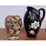 A pierced German vase and an English jar with low relief decoration, (23.5 tallest). (2)