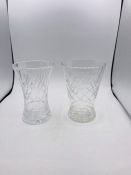 Two cut glass vases